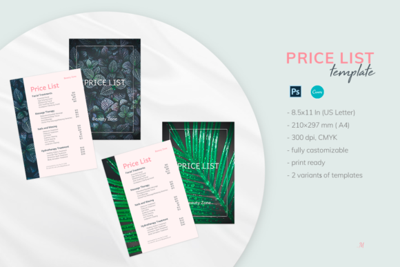Modern Editable Price List Templates for Beauty & Fitness Pros
